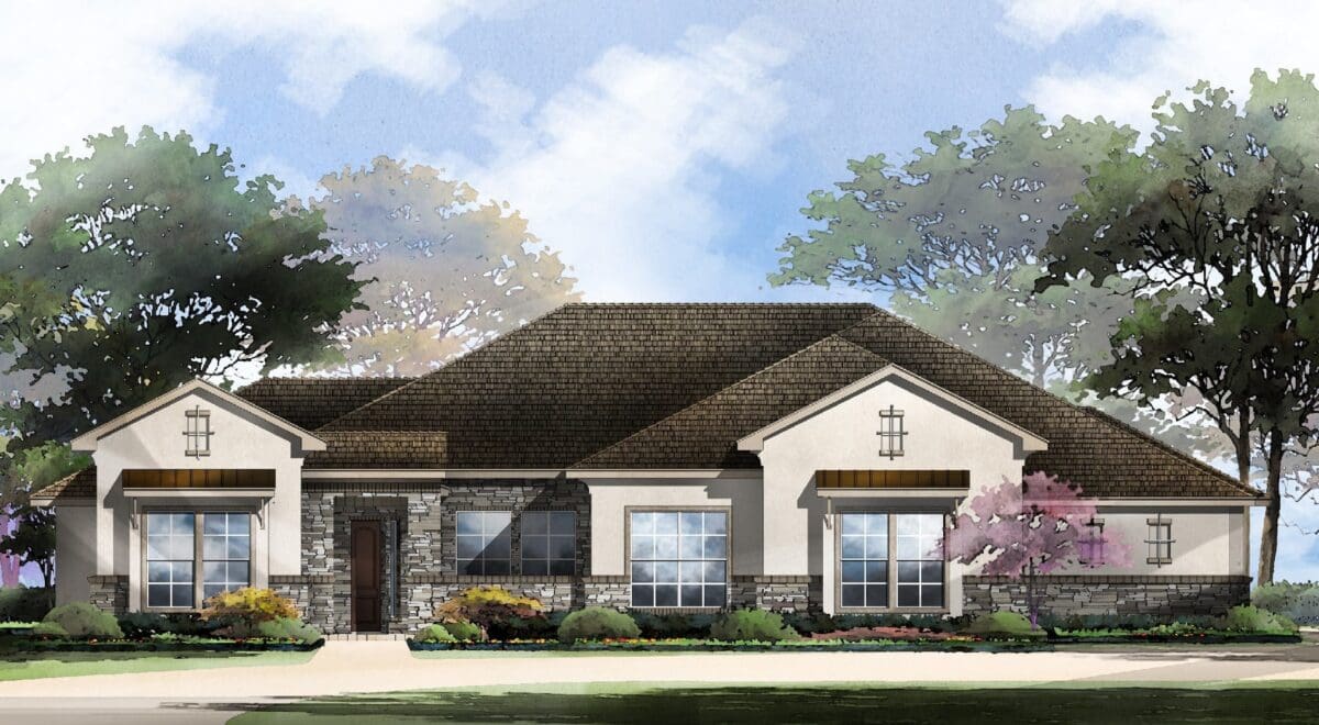 Perugia Floor Plan Elevation A in Belle Oaks, Bulverde | Sitterle Homes
