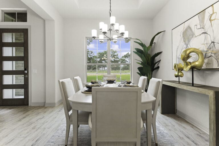 Formal dining area in Ashlyn home at Belle Oaks, Bulverde TX