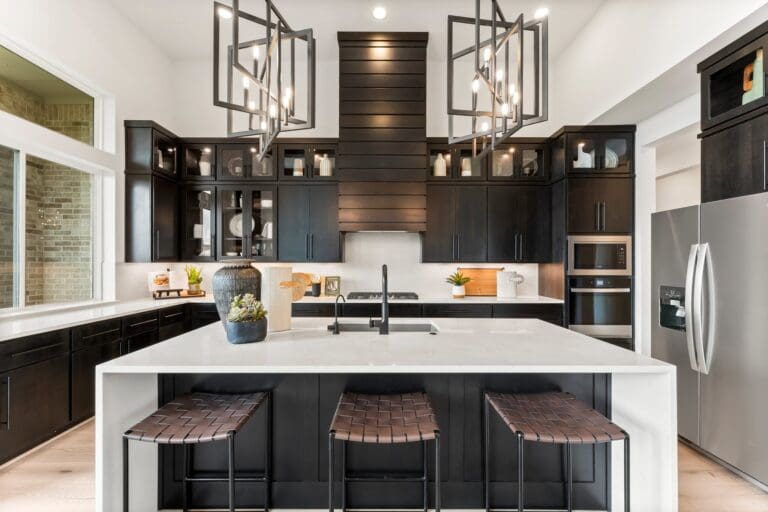 new build homes grand prairie modern kitchen with island