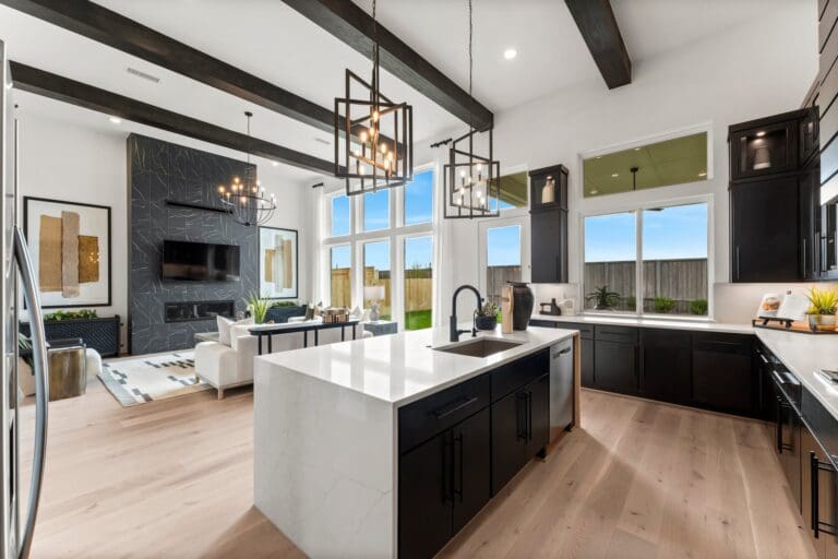 new build homes grand prairie modern kitchen with island