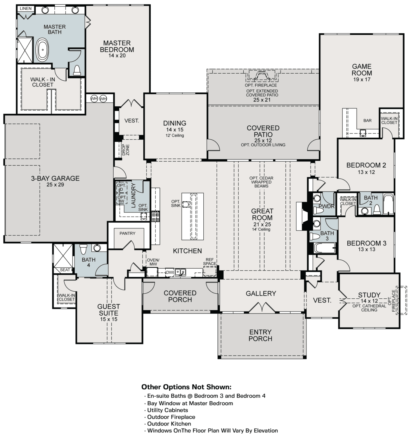 Midland Floor Plan New Home in Enchanted Bluff Garden Ridge